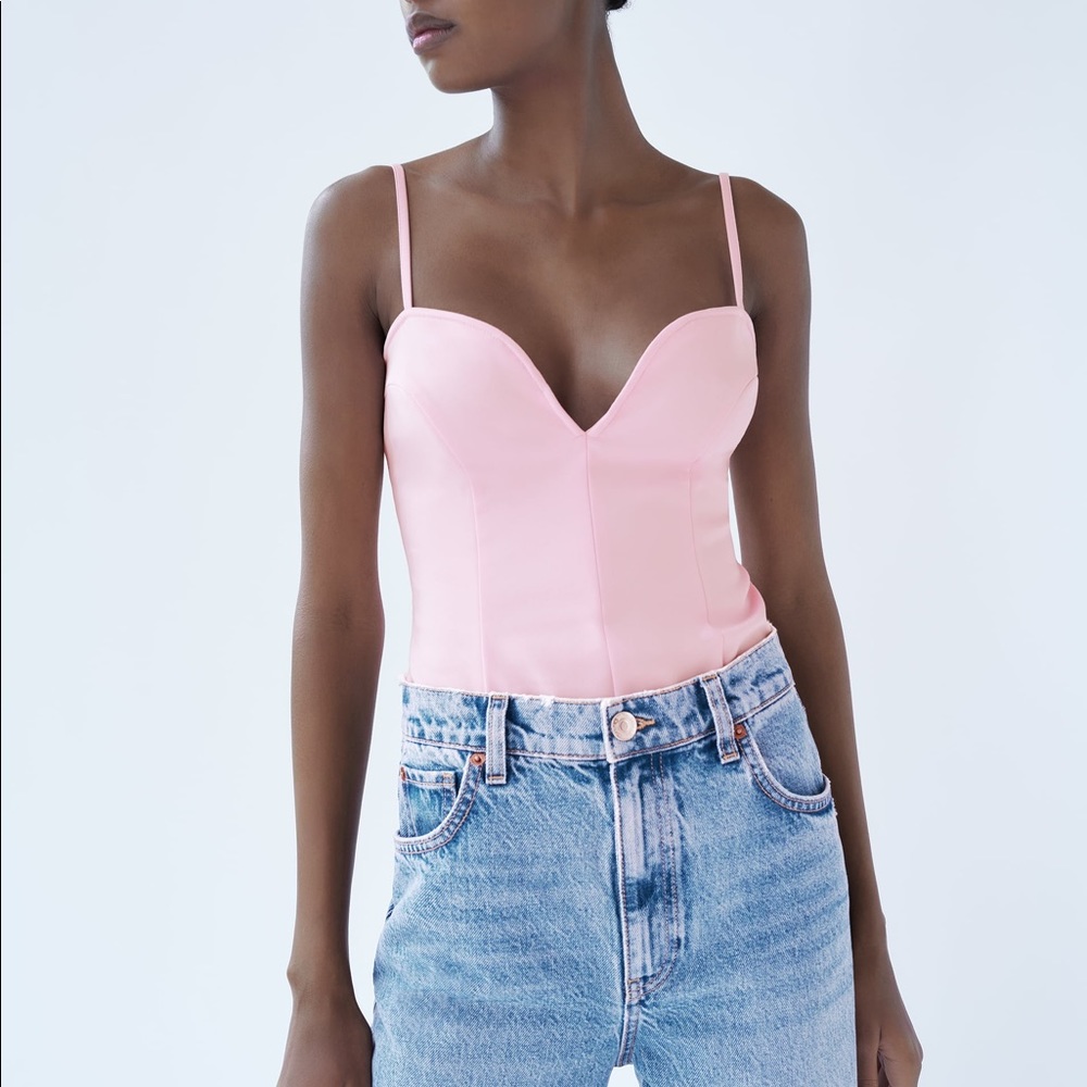 Zara Pink Sweetheart Bodysuit